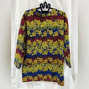 Zara Black Top with Red and Blue Accents free size